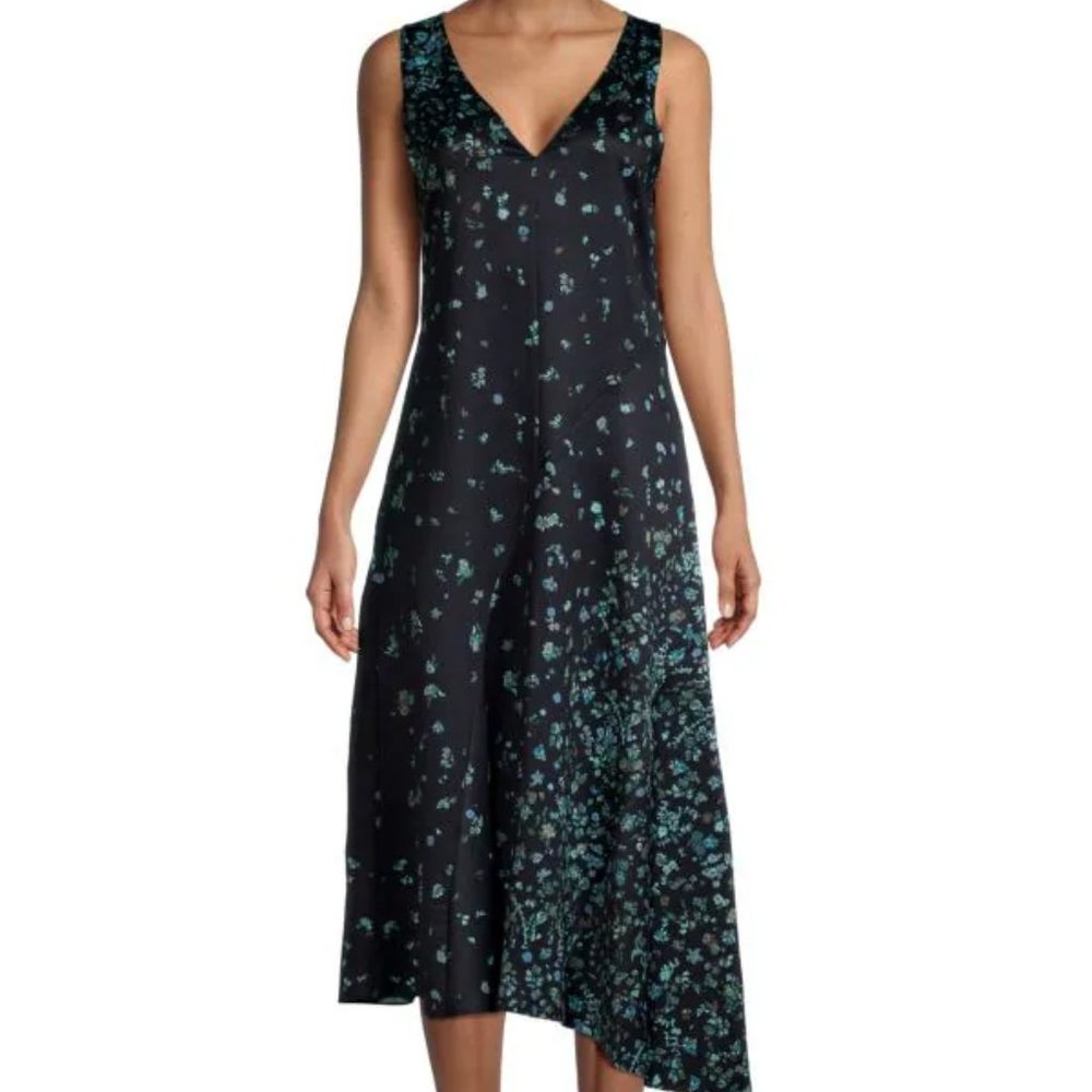 NWT VINCE Asymmetrical Floral Dress Size XXS